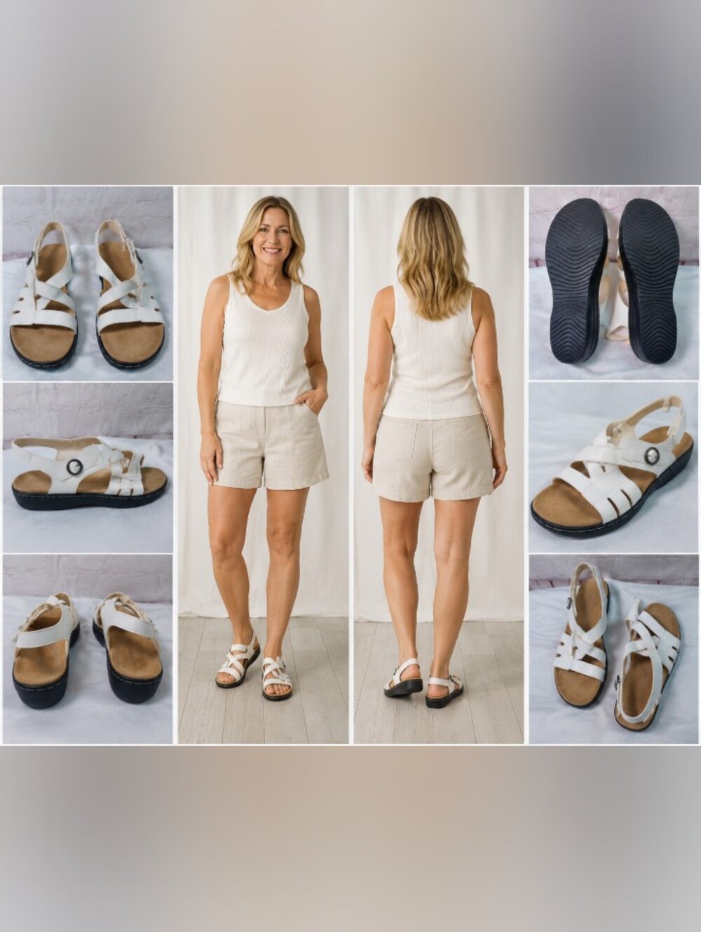 dream pairs white comfort sandals women’s size 9 wide strap buckle casual